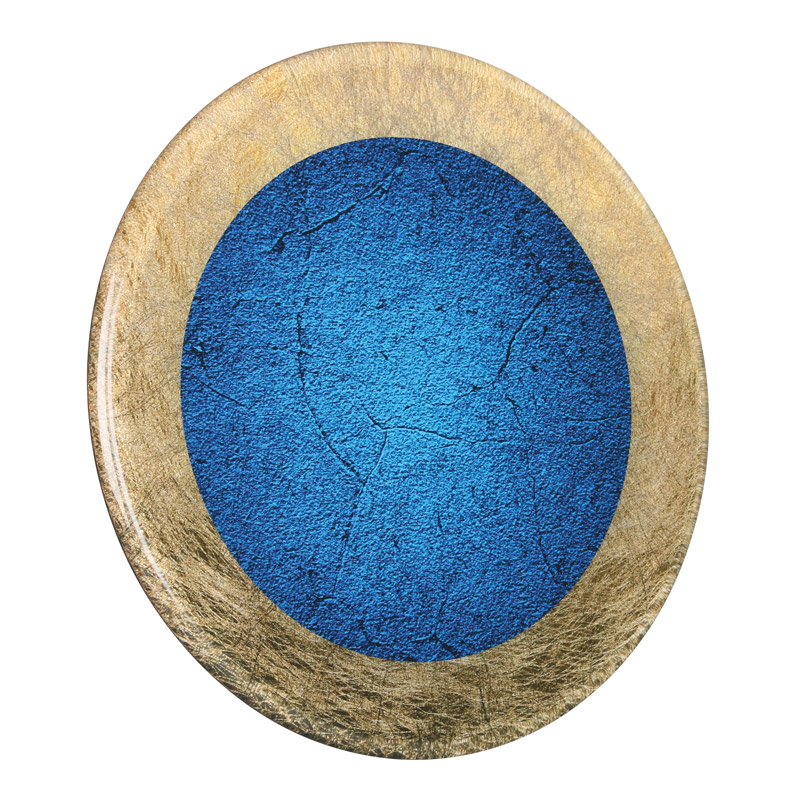 11 round gold blue plaque