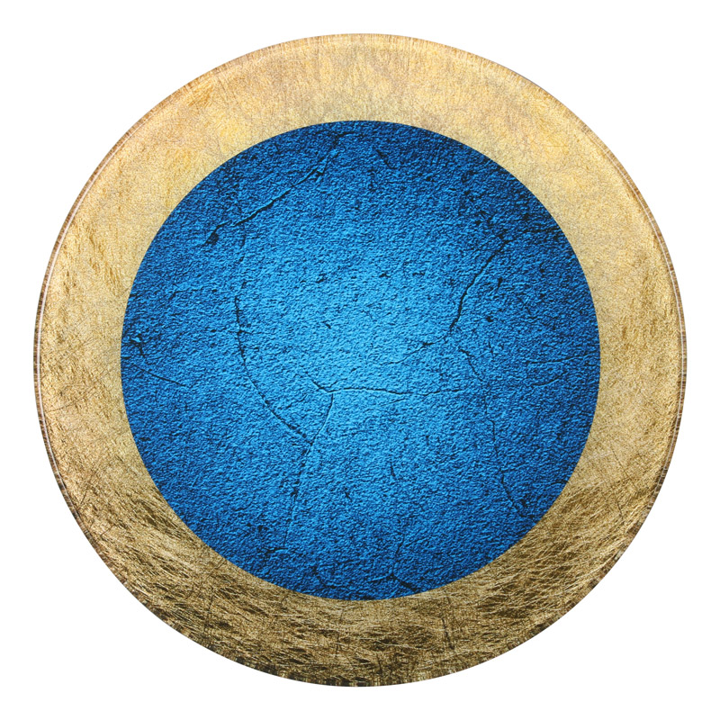 15 round gold blue plaque