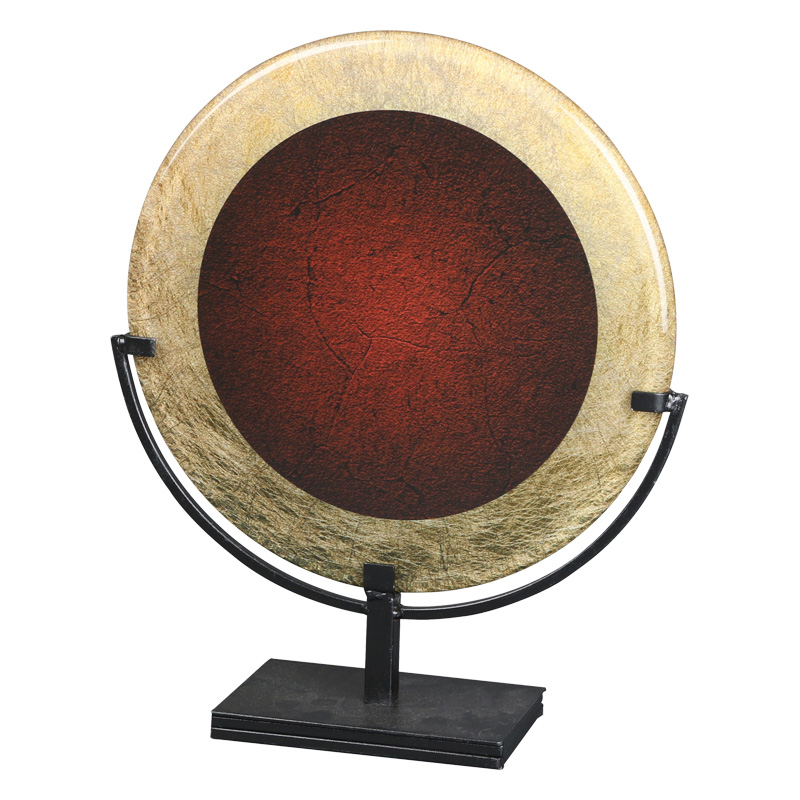 round gold sienna plq w hldr